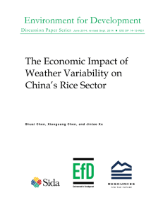 Environment for Development The Economic Impact of Weather Variability on China’s Rice Sector