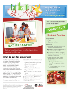 FAMILY FUN EAT BREAKFAST Keeping Children Healthy at Home
