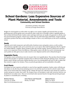 School Gardens: Less Expensive Sources of Plant Material, Amendments and Tools