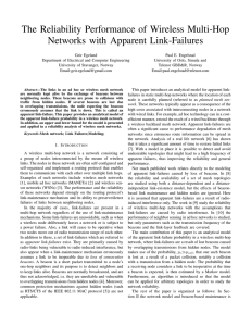 The Reliability Performance of Wireless Multi-Hop Networks with Apparent Link-Failures