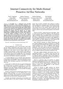 Internet Connectivity for Multi-Homed Proactive Ad Hoc Networks Paal E. Engelstad Andreas Tønnesen