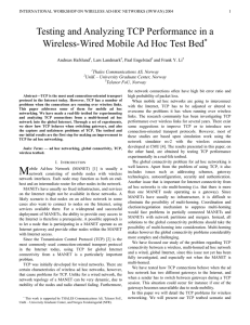 Testing and Analyzing TCP Performance in a st Bed  ∗