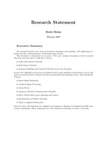 Research Statement Radu Balan Executive Summary