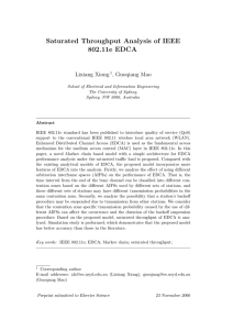 Saturated Throughput Analysis of IEEE 802.11e EDCA Lixiang Xiong , Guoqiang Mao
