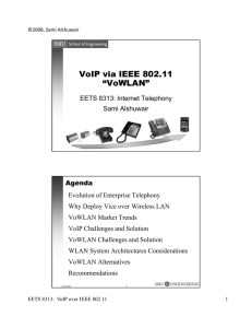 VoIP via IEEE 802.11 “VoWLAN”