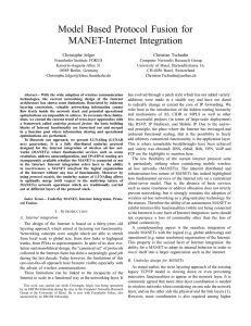 Model Based Protocol Fusion for MANET-Internet Integration Christophe Jelger Christian Tschudin