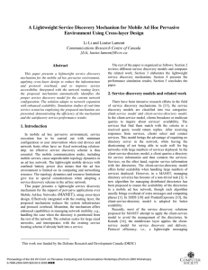 A Lightweight Service Discovery Mechanism for Mobile Ad Hoc Pervasive