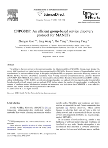 CNPGSDP: An eﬃcient group-based service discovery protocol for MANETs Zhenguo Gao