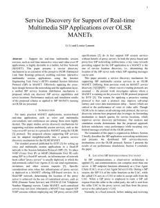 Service Discovery for Support of Real-time Multimedia SIP Applications over OLSR MANETs