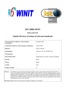 IST-2000-25153 Update Reviews of status of relevant standards Deliverable D15