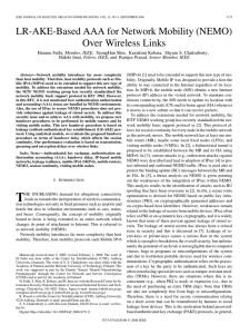 LR-AKE-Based AAA for Network Mobility (NEMO) Over Wireless Links , Member, IEEE