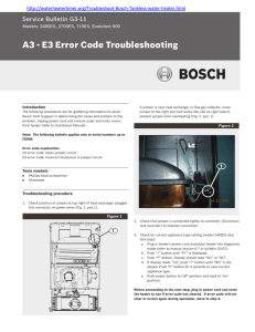 A3 - E3 Error Code Troubleshooting Service Bulletin G3-11