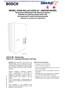 MODEL 2400E NG and 2400E LP - INDOOR MODEL