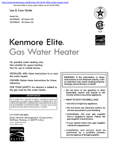 Kenmore Elite Gas Water Heater Use &amp; Care Guide