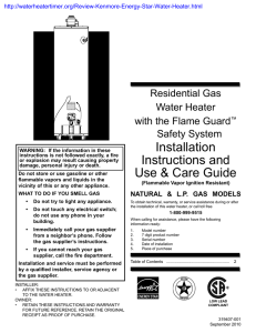 Installation Instructions and Residential Gas Water Heater