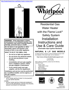 Installation Instructions and Residential Gas Water Heater