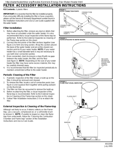 FILTER  ACCESSORY INSTALLATION INSTRUCTIONS