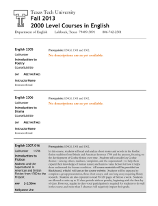 Fall 2013 2000 Level Courses in English Texas Tech University