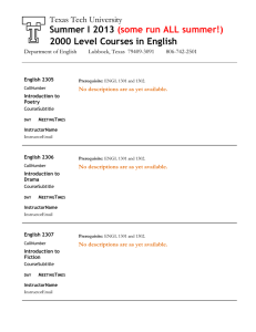 Summer I 2013  2000 Level Courses in English (some run ALL summer!)