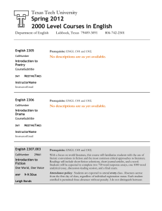 Spring 2012 2000 Level Courses in English Texas Tech University