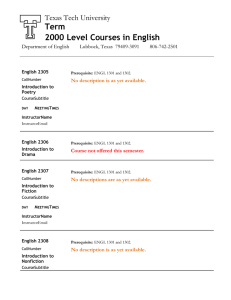 Term 2000 Level Courses in English Texas Tech University