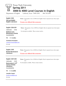 Spring 2011 3000 &amp; 4000 Level Courses in English Texas Tech University