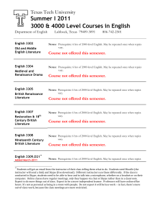 Summer I 2011 3000 &amp; 4000 Level Courses in English