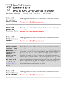 Summer II 2011 3000 &amp; 4000 Level Courses in English