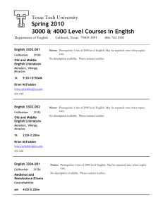 Spring 2010 3000 &amp; 4000 Level Courses in English Texas Tech University