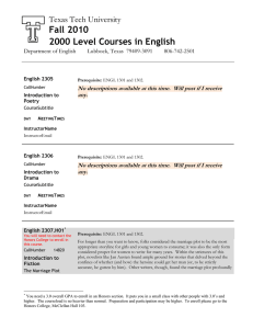 Fall 2010 2000 Level Courses in English Texas Tech University