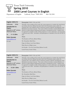 Spring 2010 2000 Level Courses in English Texas Tech University
