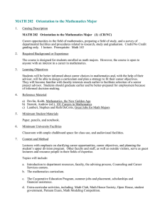 MATH 202   Orientation to the Mathematics Major