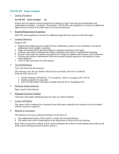 MATH 459   Senior Seminar