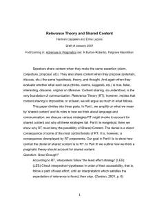 Relevance Theory and Shared Content