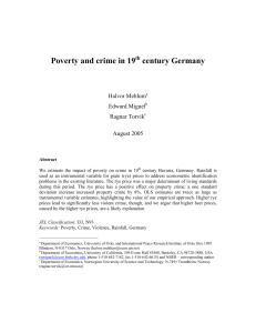 Poverty and crime in 19 century Germany Halvor Mehlum