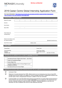 2016 Castan Centre Global Internship Application Form  Strictly confidential