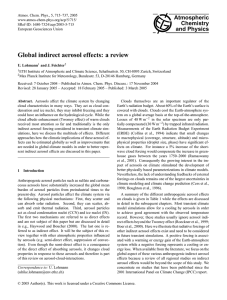 Global indirect aerosol effects: a review Atmospheric Chemistry and Physics