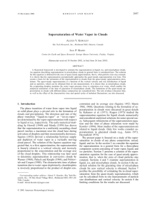 Supersaturation of Water Vapor in Clouds 2957 A V. K