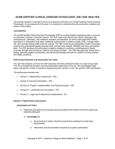 ACSM CERTIFIED CLINICAL EXERCISE PHYSIOLOGIST JOB TASK ANALYSIS