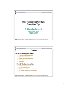 How Theses Get Wrien: Some Cool Tips Dr Steve Easterbrook