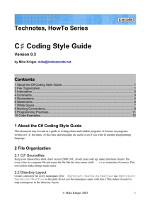 ♯ C Coding Style Guide Technotes, HowTo Series