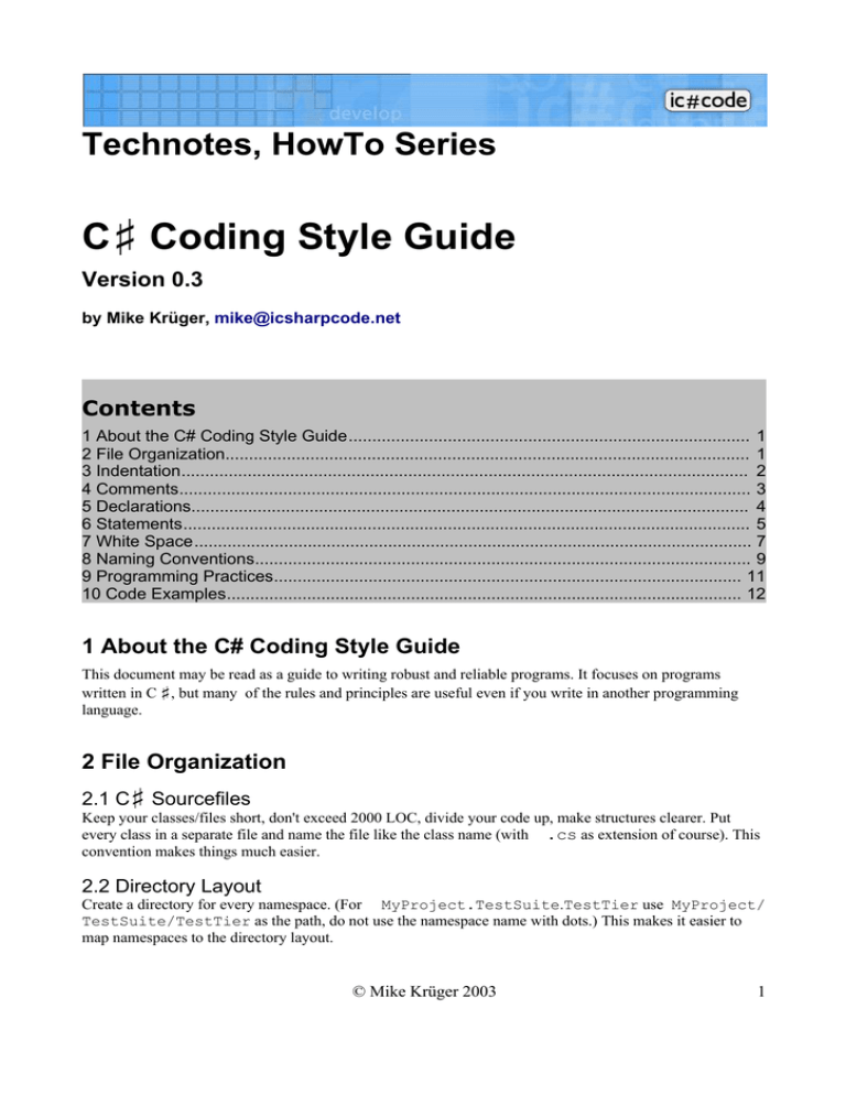 C Coding Style Guide Technotes HowTo Series