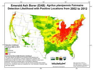 Emerald Ash Borer (EAB)  2002 to 2012 Agrilus planipennis