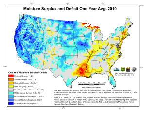 Moisture Surplus and Deficit One Year Avg. 2010