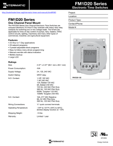 FM1D20 Series Electronic Time Switches One Channel Panel Mount
