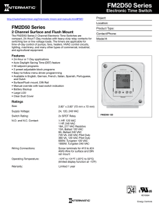 FM2D50 Series Electronic Time Switch 2 Channel Surface and Flush Mount