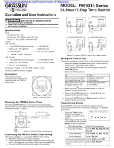 MODEL:  FM1D14 Series  24-Hour/7-Day Time Switch Operation and User Instructions
