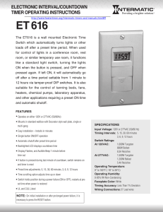 ET 616 ElECTRONIC INTERVAl/COuNTdOWN TImER OPERATINg INSTRuCTIONS