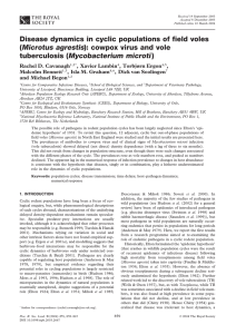 Microtus agrestis Mycobacterium microti Disease dynamics in cyclic populations of field voles (