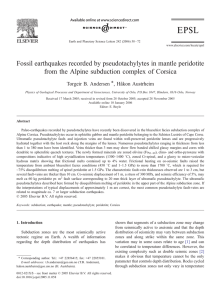 Fossil earthquakes recorded by pseudotachylytes in mantle peridotite